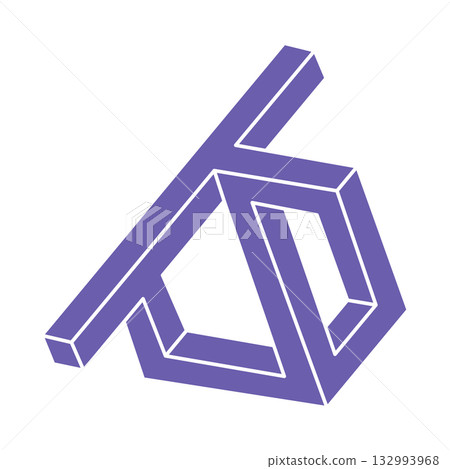 Escher paradox geometry. Logo. Optical illusion object. Sacred geometric figure. Optical art. Impossible shapes. Escher paradox geometry. Logo. Optical illusion object. Sacred geometric figure. Optical art. Impossible shapes. 132993968
