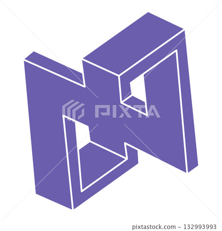 Impossible shape. Logo. Sacred geometry figure. Optical illusion. Abstract eternal geometric object. Impossible endless outline. Line art. Optical art. Impossible geometry shape on a white background. Impossible shape. Logo. Sacred geometry figure. Optical illusion. Abstract eternal geometric object. Impossible endless outline. Line art. Optical art. Impossible geometry shape on a white background. 132993993