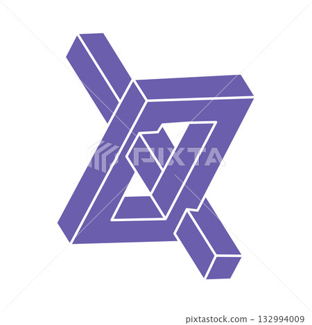 Optical illusion logo. Impossible shapes. Sacred geometry figures. Abstract eternal geometric objects. Impossible endless outline shapes. Optical art. Impossible geometry shape on a white background. Optical illusion logo. Impossible shapes. Sacred geometry figures. Abstract eternal geometric objects. Impossible endless outline shapes. Optical art. Impossible geometry shape on a white background. 132994009