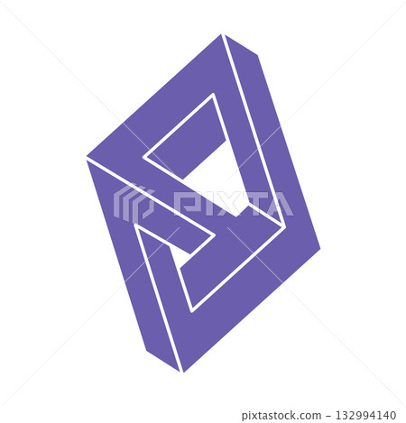 Optical illusion logo. Impossible shapes. Sacred geometry figures. Abstract eternal geometric objects. Impossible endless outline shapes. Optical art. Impossible geometry shape on a white background. 132994140