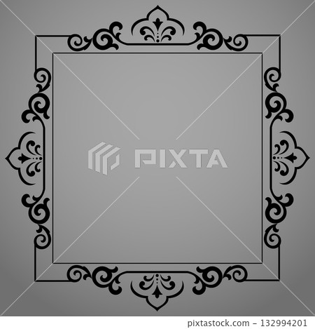 Decorative frame Elegant vector element for design in Eastern style, place for text. Floral black and gray border. Lace illustration for invitations and greeting cards Decorative frame Elegant vector element for design in Eastern style, place for text. Floral black and gray border. Lace illustration for invitations and greeting cards 132994201