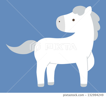 Cute white horse vector illustration. Zodiac, Chinese zodiac, loose, horse, Year of the Horse, New Year's card Cute white horse vector illustration. Zodiac, Chinese zodiac, loose, horse, Year of the Horse, New Year's card 132994249