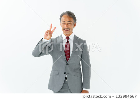 Business Senior Male Peace Sign 132994667