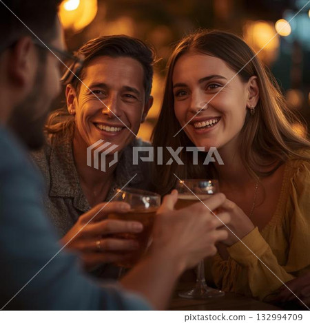 Friends toasting at a bar Friends toasting at a bar 132994709
