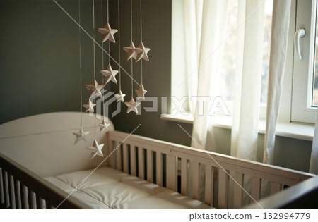 Modern interior of children room color, playroom in house. AI Generative 132994779