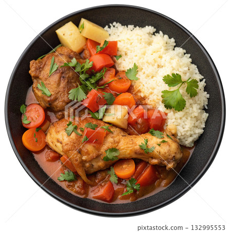 chicken leg stew with tomatoes 132995553