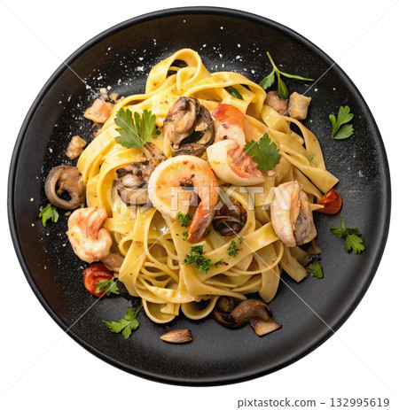 Shrimp and Mushroom Pasta 132995619