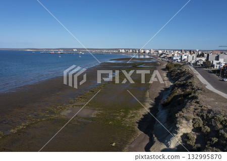 Puerto Madryn City, entrance portal to the Peninsula Valdes natural reserve, World Heritage Site, Patagonia, Argentina. 132995870