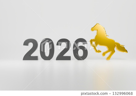 The golden horse, the symbol of 2026, gallops forward to welcome the New Year 132996068
