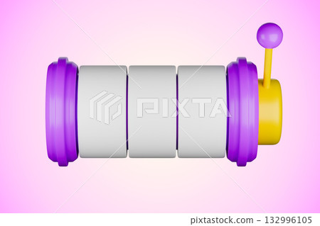 The slot machine is waiting for the user to pull the lever to spin the reels 132996105