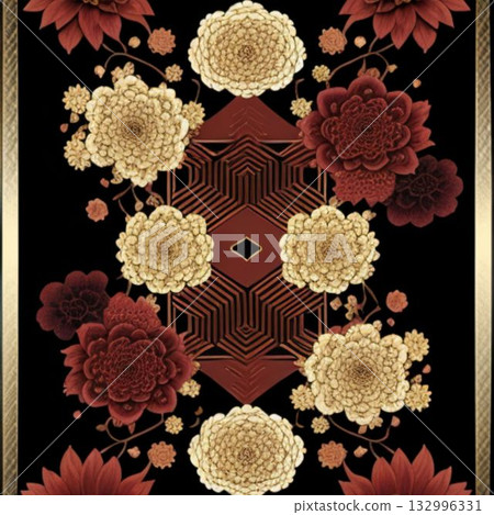 Japanese pattern flower vector illustration 132996331