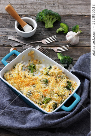 crunchy baked broccoli with panko and cheese crunchy baked broccoli with panko and cheese 132996538