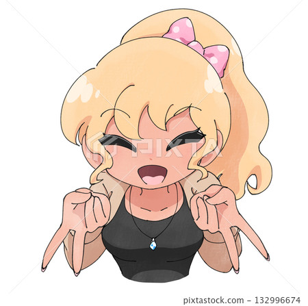 曬黑的女孩比出和平手勢 3 132996674