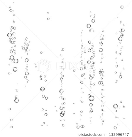 Oxygen air bubbles  flow  in water on white  background. 132996747