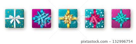 Festive wrapped presents in vibrant colors. Festive wrapped presents in vibrant colors. 132996754