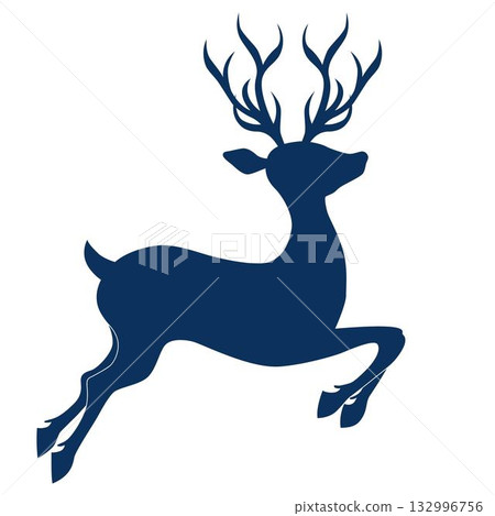 Stylized Christmas deer silhouettes with decorative antlers. Stylized Christmas deer silhouettes with decorative antlers. 132996756