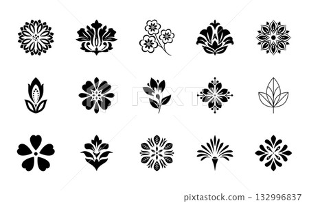 Flower icons set. Isolated elements for design. Vector graphics. Flower icons set. Isolated elements for design. Vector graphics. 132996837