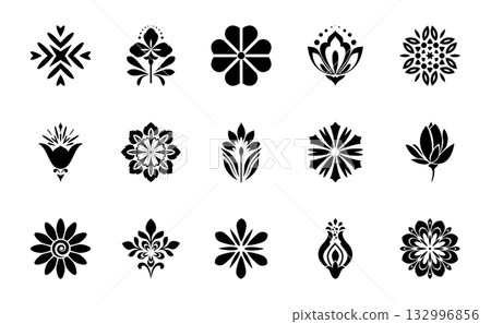 Flower icons set. Isolated elements for design. Vector graphics. Flower icons set. Isolated elements for design. Vector graphics. 132996856