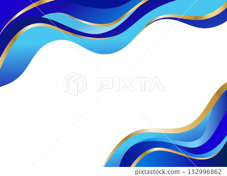 Gold and blue footer, luxury vector frame for certificate design, wavy shape Gold and blue footer, luxury vector frame for certificate design, wavy shape 132996862