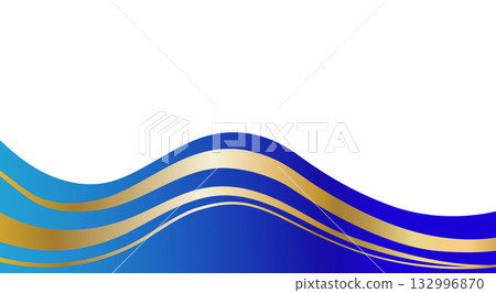 Gold and navy wave frame, elegant border vector for premium poster or certificate 132996870