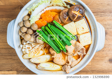 Jjigae hotpot with lots of ingredients Jjigae hotpot with lots of ingredients 132996890