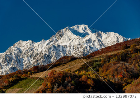 Hakuba mountains dyed in autumn leaves 132997072