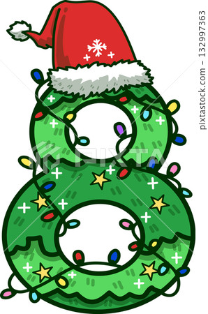 Christmas Number 8 with Santa Hat and Christmas Light 132997363