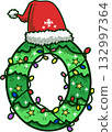 Christmas Number 0 with Santa Hat and Christmas Light 132997364