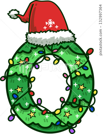 Christmas Number 0 with Santa Hat and Christmas Light Christmas Number 0 with Santa Hat and Christmas Light 132997364