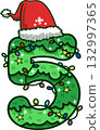 Christmas Number 5 with Santa Hat and Christmas Light 132997365