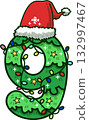 Christmas Number 9 with Santa Hat and Christmas Light 132997467