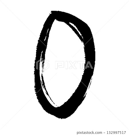 Illustration of the number 0 drawn with a brush stroke 132997517
