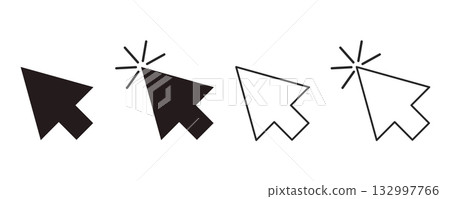 Cursor arrow pointer, click here mouse load symbol. Pointer cursor and loading icon. Cursors icons click set. Touch screen symbol, pointer sign and symbol. 132997766