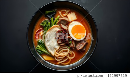 Delicious fried chicken and pork with fresh vegetables on a plate. Delicious fried chicken and pork with fresh vegetables on a plate. 132997819