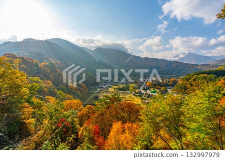 Shirakawago autumn leaves 132997979