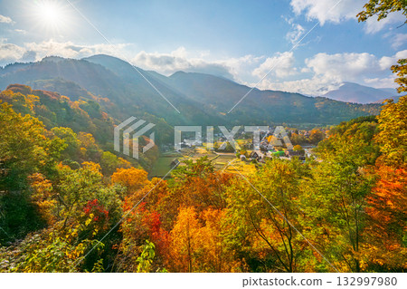 Shirakawago autumn leaves Shirakawago autumn leaves 132997980