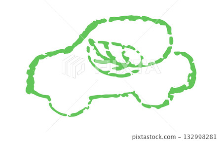 Child's Green Crayon Car with Leaf Inside, Eco-Friendly Transportation Concept for Sustainable Future, Nature and Environment. Vector illustration 132998281