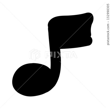 Hand-drawn doodle music note icon simple cute sketch symbol of melody, rhythm, and inspiration isolated on white background for journals and creative designs. 132998305