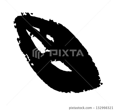 Hand drawn simple leaf. Botanical element. Hand drawn grunge vector plant 132998321