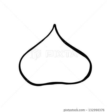 Vector meringue outline drawing. Hand-drawn dessert sketch in minimal style. Sweet whipped cream shape, pastry element, confectionery logo, bakery design, dessert icon isolated on white background. 132998376