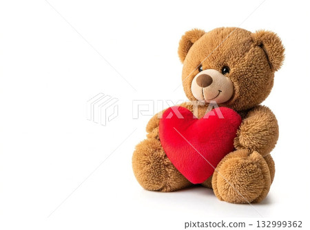 Teddy bear holding a red heart - Stock Illustration [132999362] - PIXTA