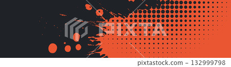 Grunge Halftone Red Texture with Distressed Brush Effect 132999798