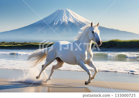 A thoroughbred sprinting at full speed. 133000725