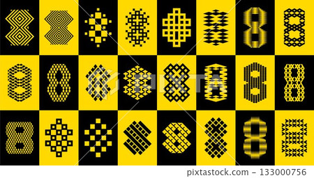 Digital modern pixel abstract number 8 logo set 133000756