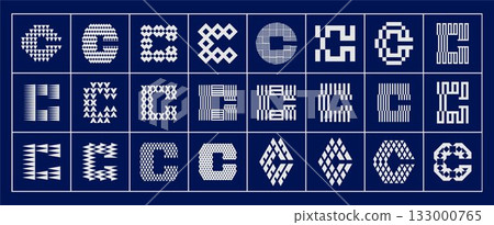 Luxury abstract company C letter logo branding set 133000765