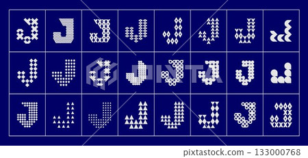 Set of modern flat abstract initial J letter logo 133000768