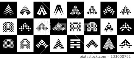 Geometric line abstract letter A logo branding set - Stock Illustration ...