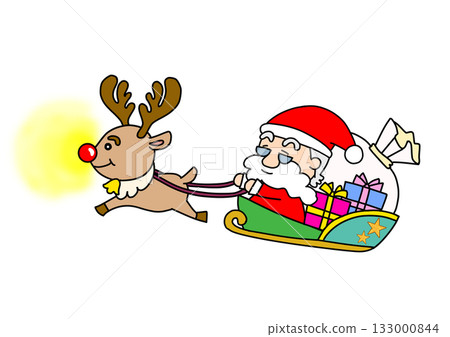 聖誕老人與馴鹿乘坐雪橇 133000844