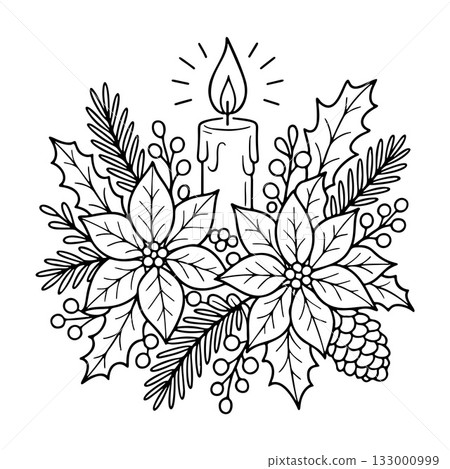 Christmas candle. Simple vector outlines 133000999