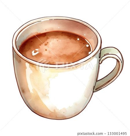 一杯熱可可的水彩插圖 133001495
